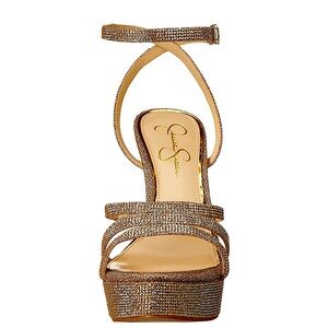 JESSICA SIMPSON Womens Gold 1-1/2" Platform Balina Stiletto Heeled Sandal 8.5 M